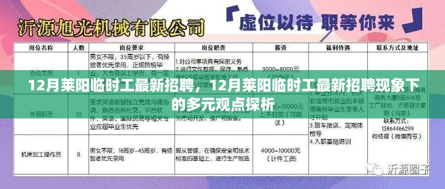 12月莱阳临时工招聘最新动态及其多元观点探析