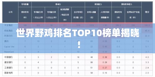 世界野鸡排名TOP10榜单揭晓！