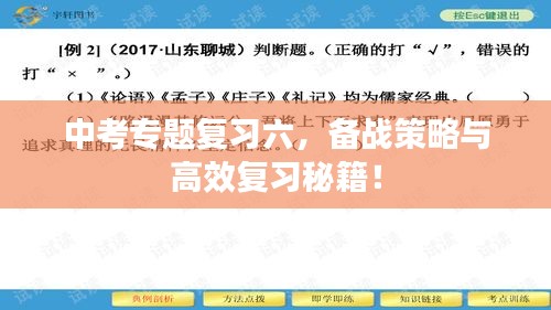 中考专题复习六，备战策略与高效复习秘籍！