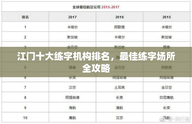 江门十大练字机构排名，最佳练字场所全攻略