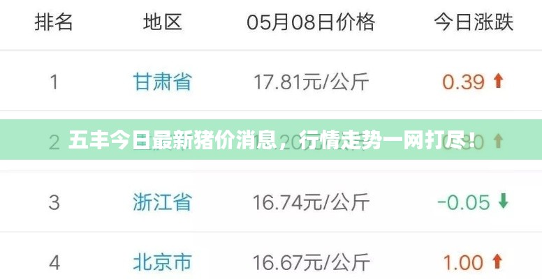 五丰今日最新猪价消息，行情走势一网打尽！